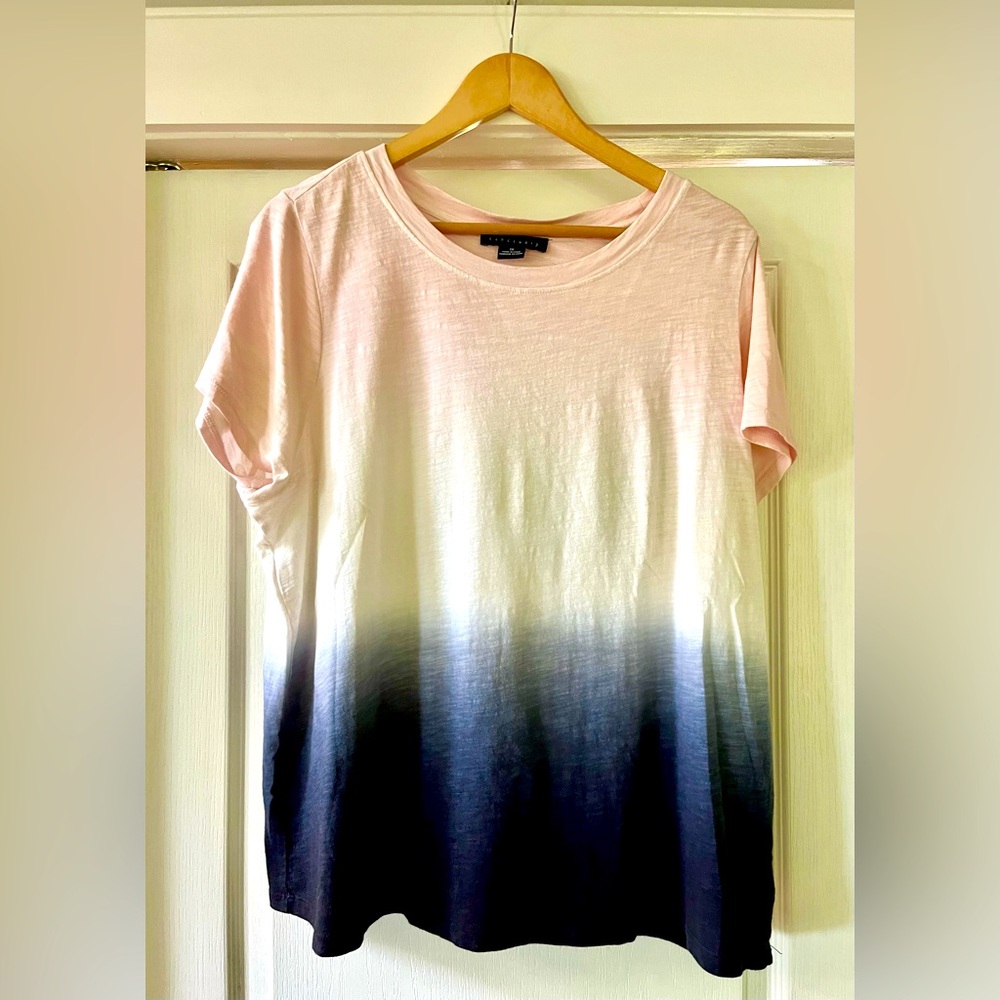SANCTUARY short sleeve tee shirt in pink/ navy ombré (size 1X) EUC